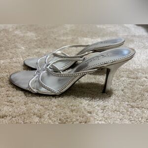 3 1/2 Inch Silver Rhinestone Heels